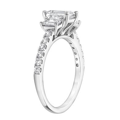 Diamond Brilliance 14k White Gold 2 Carat T.W. Lab-Grown Diamond Triple Emerald Cut Enagement Ring