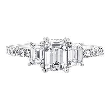 Diamond Brilliance 14k White Gold 2 Carat T.W. Lab-Grown Diamond Triple Emerald Cut Enagement Ring