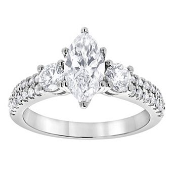 Diamond Brilliance 14k White Gold 1 3/4 Carat T.W. Lab-Grown Diamond Three-Stone Marquise Engagement Ring