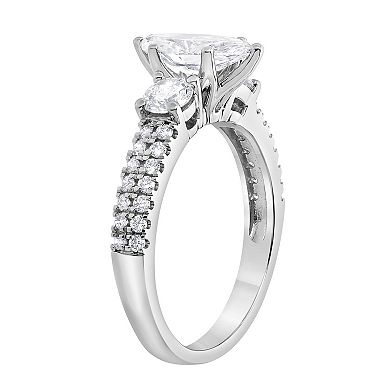 Diamond Brilliance 14k White Gold 1 3/4 Carat T.W. Lab-Grown Diamond Three-Stone Marquise Engagement Ring