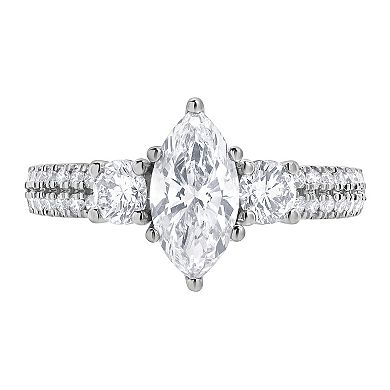Diamond Brilliance 14k White Gold 1 3/4 Carat T.W. Lab-Grown Diamond Three-Stone Marquise Engagement Ring