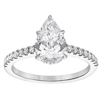 Diamond Brilliance 14k White Gold 1 3/4 Carat T.W. Lab-Grown Diamond Pear Center Engagement Ring
