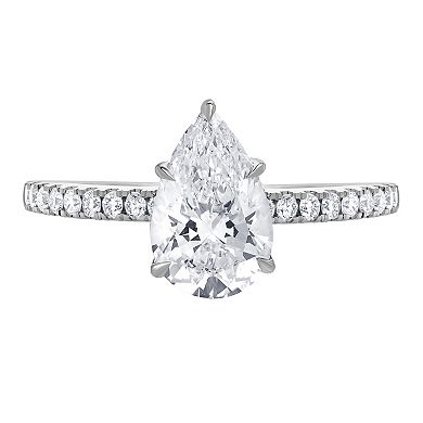 Diamond Brilliance 14k White Gold 1 3/4 Carat T.W. Lab-Grown Diamond Pear Center Engagement Ring