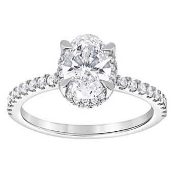 Diamond Brilliance 14k White Gold 1 3/8 Carat T.W. Lab-Grown Diamond Oval Center Engagement Ring