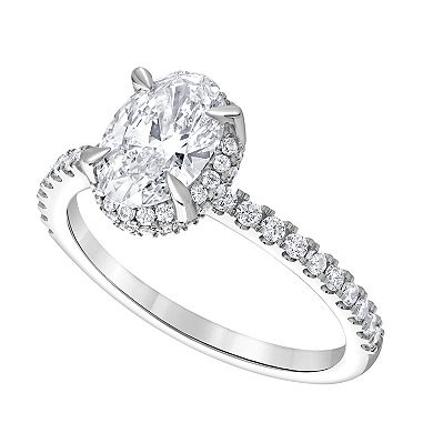 Diamond Brilliance 14k White Gold 1 3/8 Carat T.W. Lab-Grown Diamond Oval Center Engagement Ring