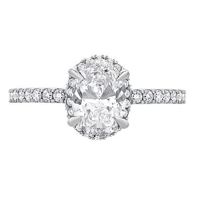 Diamond Brilliance 14k White Gold 1 3/8 Carat T.W. Lab-Grown Diamond Oval Center Engagement Ring