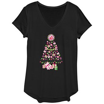 Women's Strawberry Shortcake Berry Christmas Tree Graphic Tee
