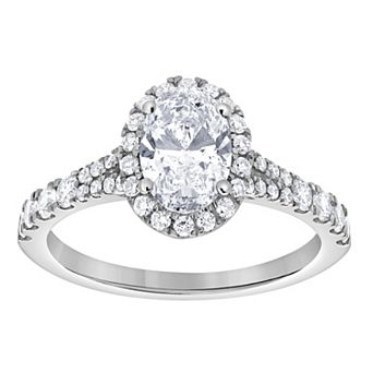 Diamond Brilliance 14k White Gold 1 1/2 Carat T.W. Lab-Grown Diamond Oval Halo Engagement Ring