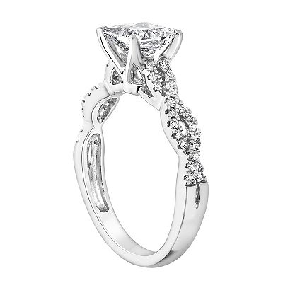 Diamond Brilliance 14k White Gold 1 3 8 Carat T.W. Diamond Princess Cut Center Engagement Ring