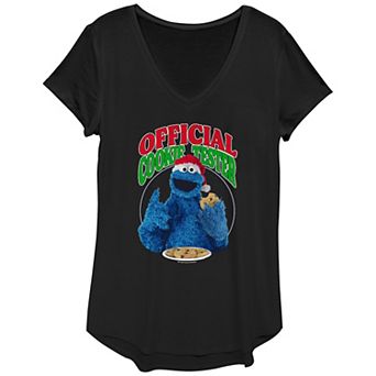 Women's PBS Kids Sesame Street Cookie Monster Official Christmas Cookie Tester Graphic Tee