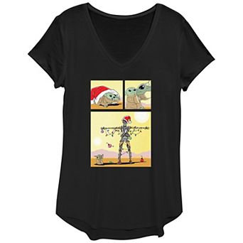 Women's Star Wars The Mandalorian The Child Christmas Robot Graphic Tee