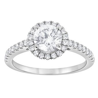 Diamond Brilliance 14k White Gold 1 1/3 Carat T.W. Lab-Grown Diamond Round Center Halo Engagement Ring