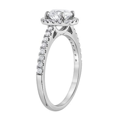 Diamond Brilliance 14k White Gold 1 1/3 Carat T.W. Lab-Grown Diamond Round Center Halo Engagement Ring