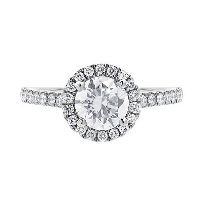 Diamond Brilliance 14k White Gold 1 1/3 Carat T.W. Lab-Grown Diamond Round Center Halo Engagement Ring