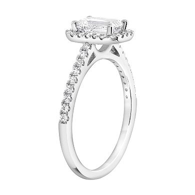 Diamond Brilliance 14k White Gold 1 1/3 Carat T.W. Lab-Grown Diamond Emerald Cut Halo Engagement Ring