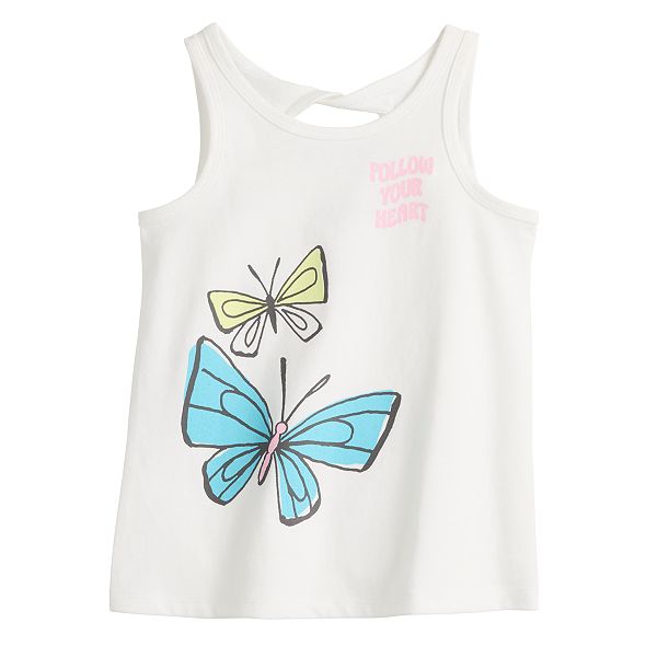Girls 4-12 Jumping Beans® Twist Back Tank Top - White Butterfly (4)