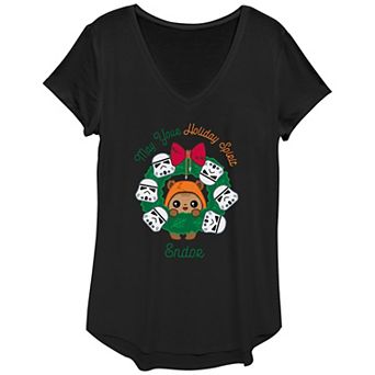 Women's Star Wars May Your Holiday Spirit Endor Graphic Tee