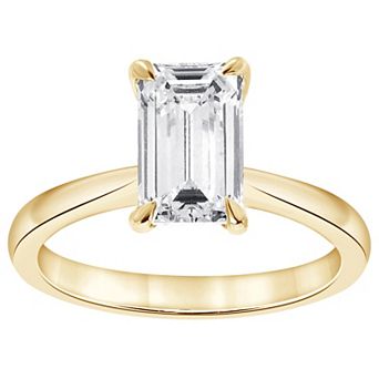 Diamond Brilliance 14k Gold 1 1/2 Carat T.W. Lab-Grown Diamond Emerald Cut Solitaire Engagement Ring