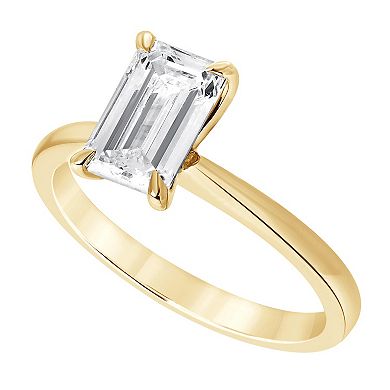 Diamond Brilliance 14k Gold 1 1/2 Carat T.W. Lab-Grown Diamond Emerald Cut Solitaire Engagement Ring