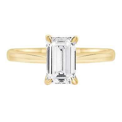 Diamond Brilliance 14k Gold 1 1/2 Carat T.W. Lab-Grown Diamond Emerald Cut Solitaire Engagement Ring
