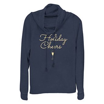 Women's Holiday Cheers Cowlneck Graphic Lightweight Long Sleeve