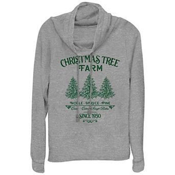 Women's Christmas Tree Farm Since 1930 Cowlneck Graphic Lightweight Long Sleeve