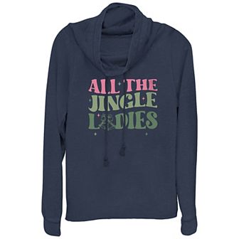 Women's All The Jingle Ladies Cowlneck Graphic Lightweight Long Sleeve