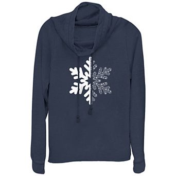 Women's Snowflake Cowlneck Graphic Lightweight Long Sleeve