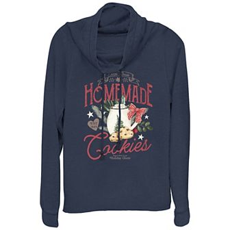 Women's Mrs. Claus' Homemade Christmas Cookies Cowlneck Graphic Lightweight Long Sleeve