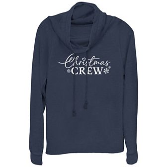 Women's Christmas Crew Cowlneck Graphic Lightweight Long Sleeve