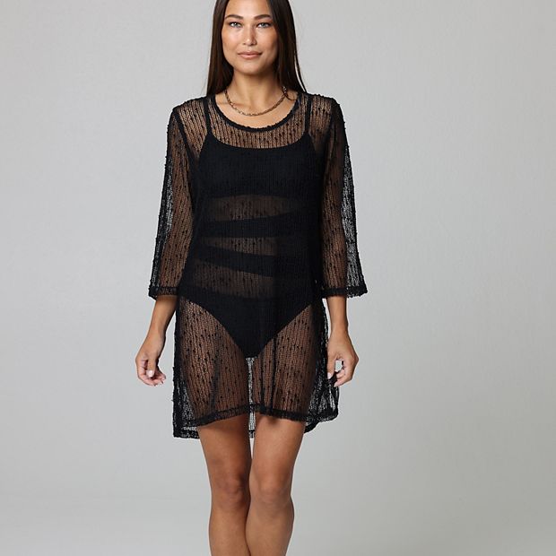 sachin and babi light blue dress Black Sheer Cover Up