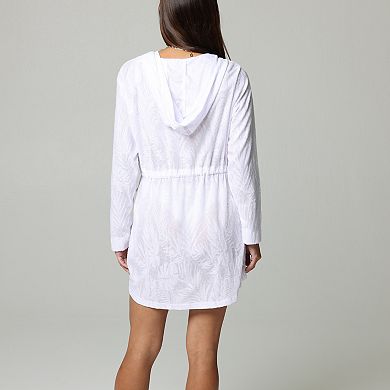 Women's J. Valdi Full-Zip Hooded Swim Cover-Up Tunic