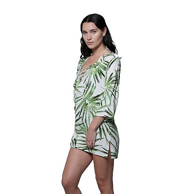 Women's J. Valdi Lace Up Swim Cover-Up Tunic