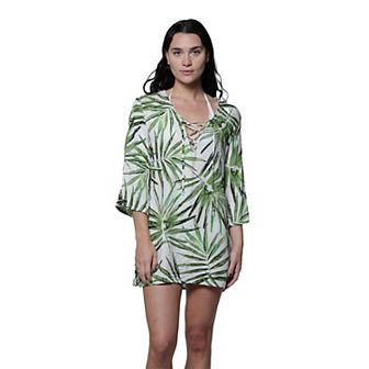 Women's J. Valdi Lace Up Swim Cover-Up Tunic