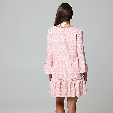 Women's J. Valdi Lace-Up Swim Cover-Up Tiered Dress