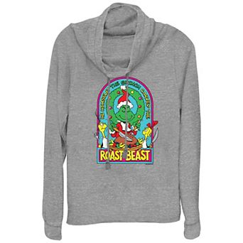 Women's Dr. Seuss Grinch Roast Beast Cowlneck Graphic Lightweight Long Sleeve