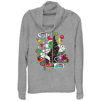 Women's Dr. Seuss Grinch Must Find A Way Cowlneck Graphic Lightweight Long Sleeve
