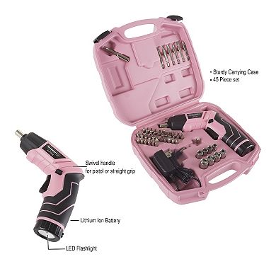 Stalwart 45-piece Electric Screwdriver Set, Pink