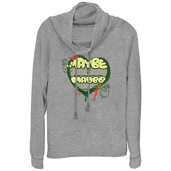 Women's Dr. Seuss Grinch Maybe Cowlneck Graphic Lightweight Long Sleeve