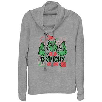 Women's Dr. Seuss Old Grinchy Claus Cowlneck Graphic Lightweight Long Sleeve