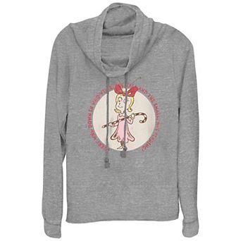 Women's Dr. Seuss Cindy Lou Who Stamp Cowlneck Graphic Lightweight Long Sleeve