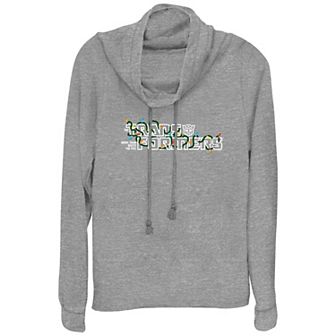 Women's Transformers Christmas Lights Cowlneck Graphic Lightweight Long Sleeve