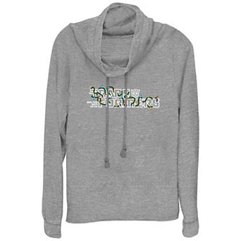 Women's Transformers Christmas Lights Cowlneck Graphic Lightweight Long Sleeve