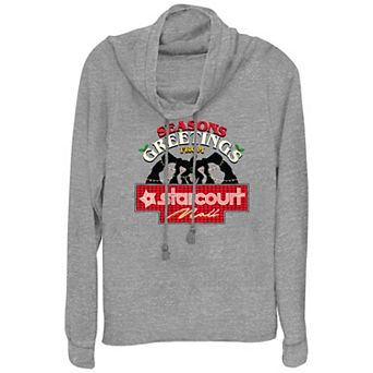 Women's Stranger Things Season's Greetings From Starcourt Mall Cowlneck Graphic Lightweight Long Sleeve