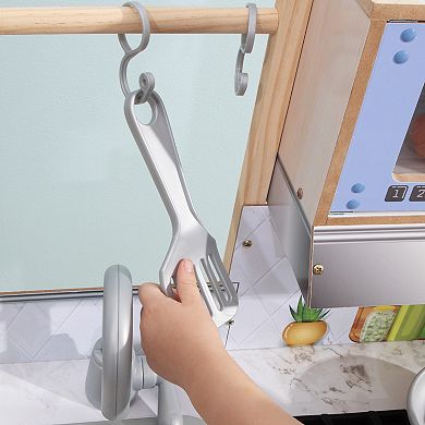 KidKraft Cheerful Chef Blue Wooden Play Kitchen & 5 Accessories