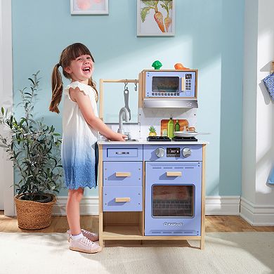 KidKraft Cheerful Chef Blue Wooden Play Kitchen & 5 Accessories