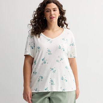 Plus Size Sonoma Goods For Life® Relaxed V-Neck Tee