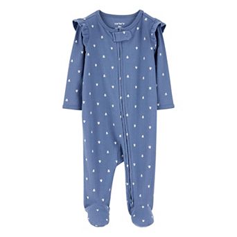 Baby Girl Carter's Mini Floral 2-Way Zip Ribbed Pajamas