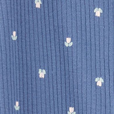 Baby Girl Carter's Mini Floral 2-Way Zip Ribbed Pajamas