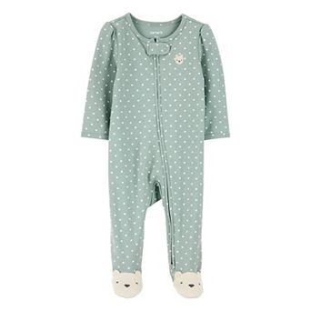 Baby Girl Carter's Bear Polka Dot 2-Way Zip Sleep & Play Pajamas